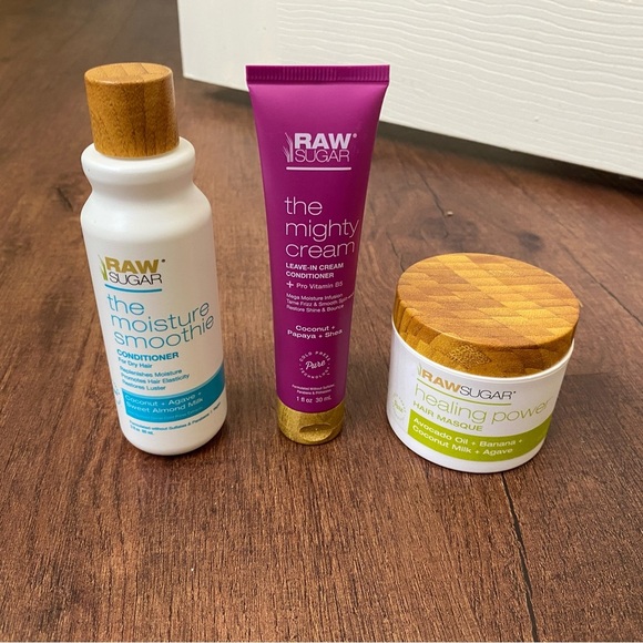 RAW SUGAR Traveling Set HAIR MASQUE Conditioner Cold Press Cream Leave In 3 - Picture 1 of 7